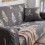 Elegante Blättermuster Elastischer Sofabezug für 2-Sitzersofa, Grau 10