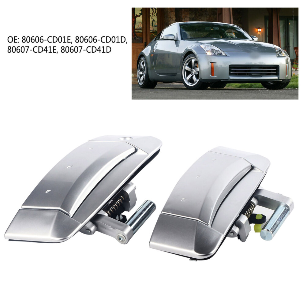 Pair Of Left & Right Aluminum Door Handles For Nissan 350Z 2003Â2009, Silver 3591359902703