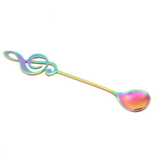 Lebendige Edelstahl-Dessertlöffel Musikalischer Noten Kaffestirrer 15 cm – Bunt