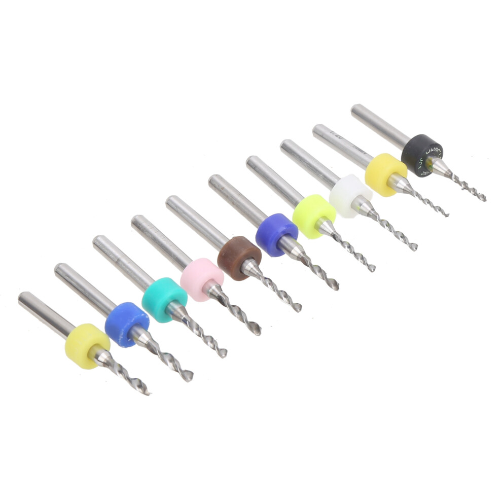 10Pcs Cemented Carbide Micro Drill Bits Set 1.2-2.1Mm For Pcbs 8151359903602