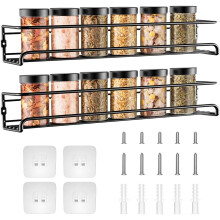 Wandmontage kruidenrek organizer, set van 2, roestvrije en duurzame kruidenopbergers voor keuken, kantoor of woonkamer, eenvoudig te installeren,