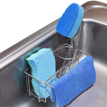 Innovatieve organizer voor in de gootsteen, elegante 3-in-1 sponshouder met afwasborstelhouder, roestvrij en ruimtebesparend voor uw keuken.