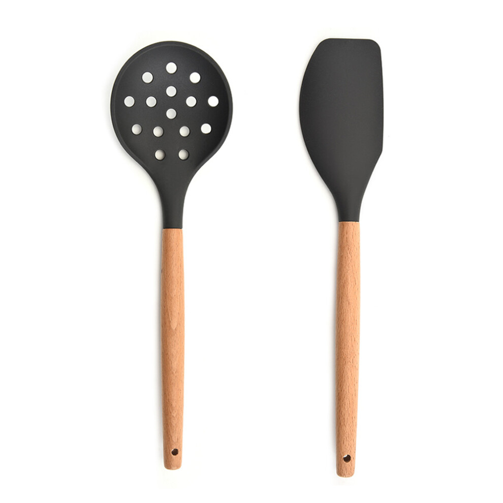 Seamless One-Piece Design Slotted Spoon, Dishwasher Safe Non-Stick Cooking Skimmer Strainer with High Heat Resistant BPA Free Silicone Head, Ergonomic-image-OPC-PMWKXP2-NEW