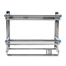 Badkameropbergrek van roestvrij staal, dubbellaags, wandmontage, roestvrij, handdoekhouder met haken, hol ontwerp, eenvoudig te installeren,