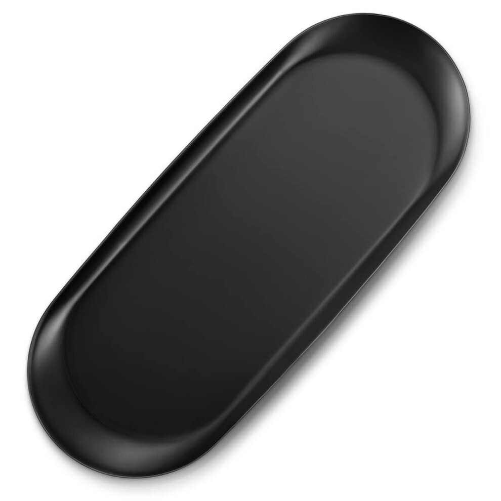 Bathroom Tray Organizer, Resin Oval Vanity Tray for Decorative Display, Durable and Does Not Fade, Elegant Storage for Cosmetics Jewelry, L, Matte Bla-image-OPC-PMWKYCR-NEW
