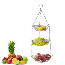 Heavy Duty Wire Organizer For Fruit Vegetable, Elegant Silver Design, Air Circulation Ensured With Durable Iron Wire, Easy Assembly And Space-saving,