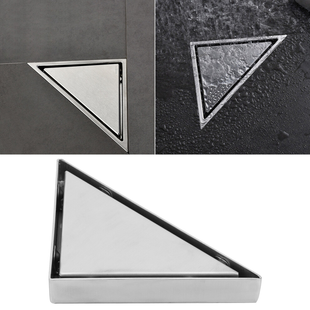 304 Stainless Steel Corner Floor Drain, Brushed Finish, 15.5Cm & 22Cm 7601359904242