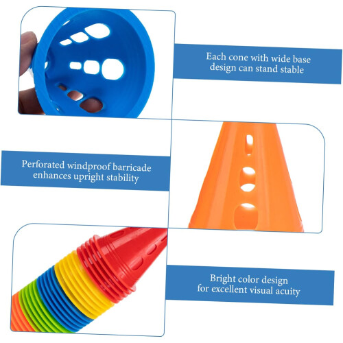 Roller Skating Training Cones Plastic Windproof Agility Roadblock Markers For Outdoor Practice 25-Piece Stackable Multicolor 2