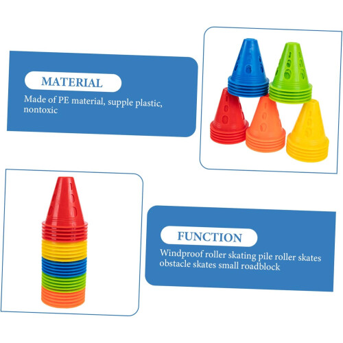 Roller Skating Training Cones Plastic Windproof Agility Roadblock Markers For Outdoor Practice 25-Piece Stackable Multicolor 1