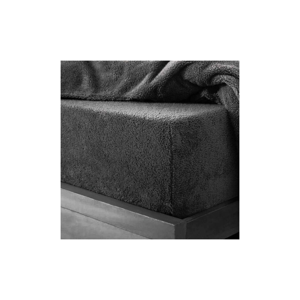 (Charcoal Grey, Teddy Pillowcase pair) Teddy Fleece Fitted Bed Sheets super soft Single,Double,King and Super King size-image-OPC-PMWMBYF-NEW