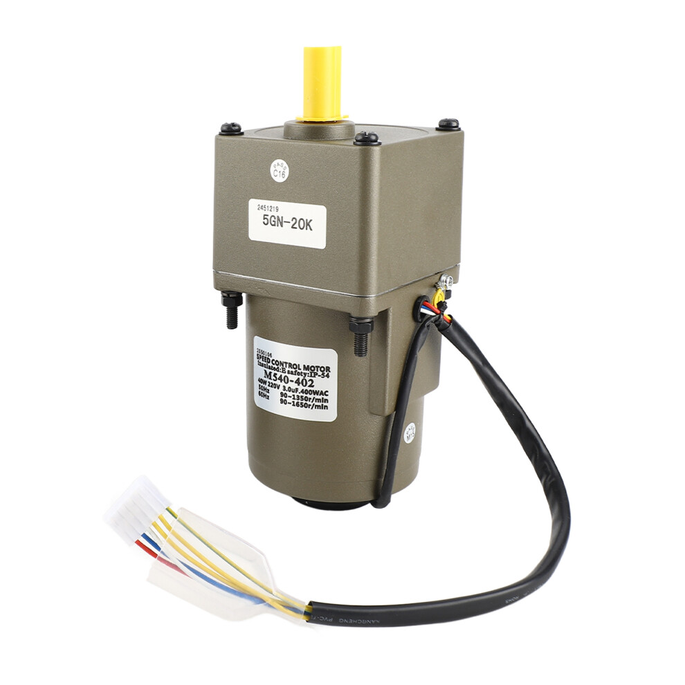 40W Single Phase Asynchronous Gear Motor Deceleration Adjustable Speed 20K 3151359909654