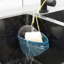Hängender Küchenschwammhalter, verstellbarer Gurt für Wasserhahn, Schwammhalter für Spülbeckenorganisation, Abflusslöcher zum Trocknen,