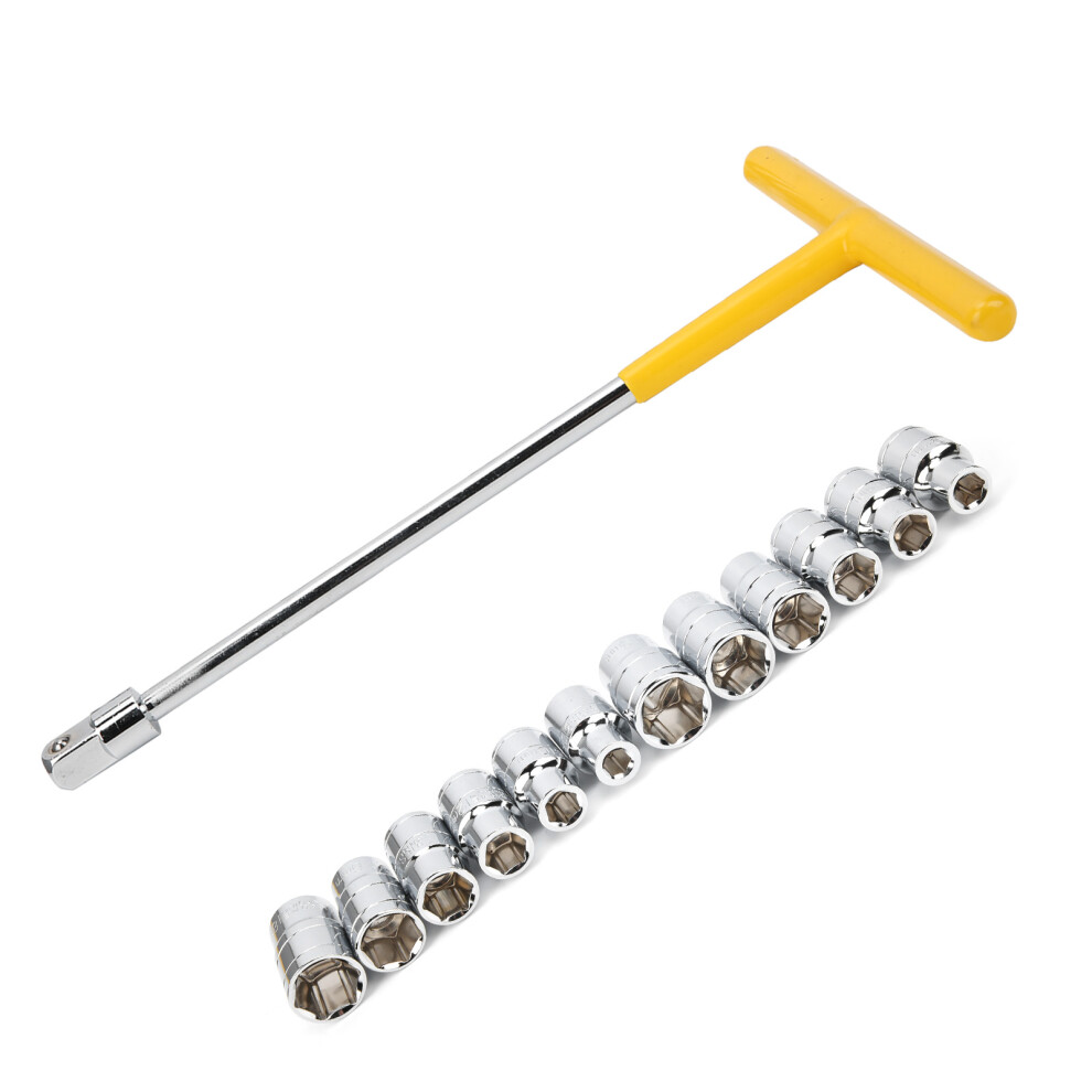 13Pcs T-Shape Hex Socket Sleeve Set, Chrome-Vanadium Steel 3321359911777