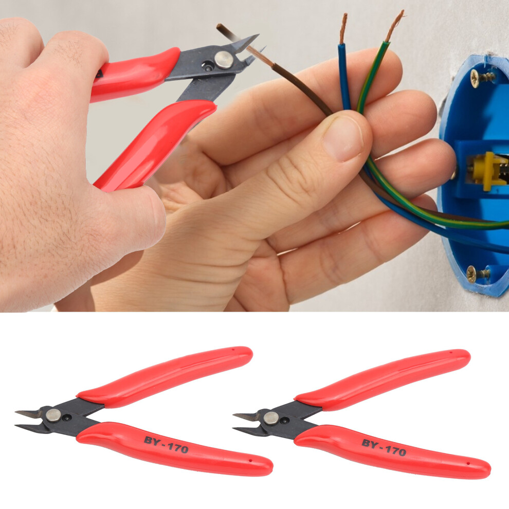 2Pcs Diagonal Pliers Wire Stripper Cutter 128Mm Carbon Steel Red 8761359912759
