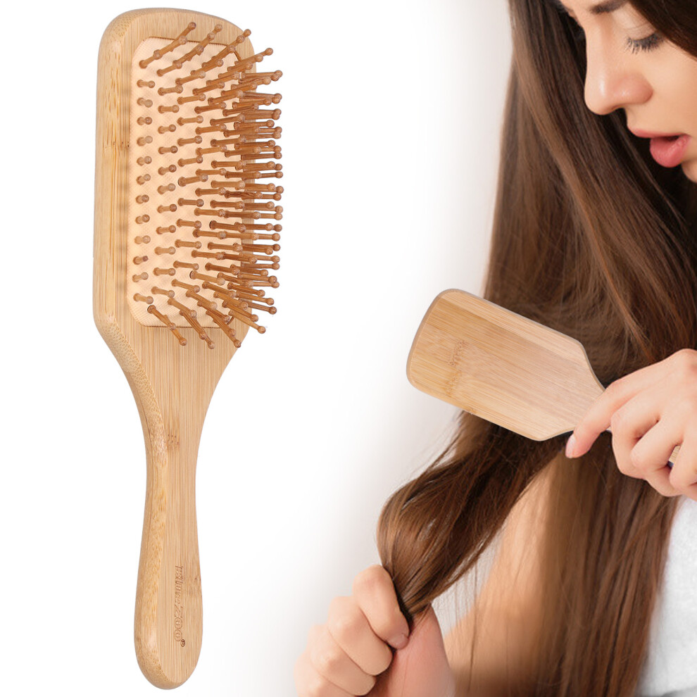Bamboo Hairbrush Comb for Scalp Massage and Hair Styling, Size As Show