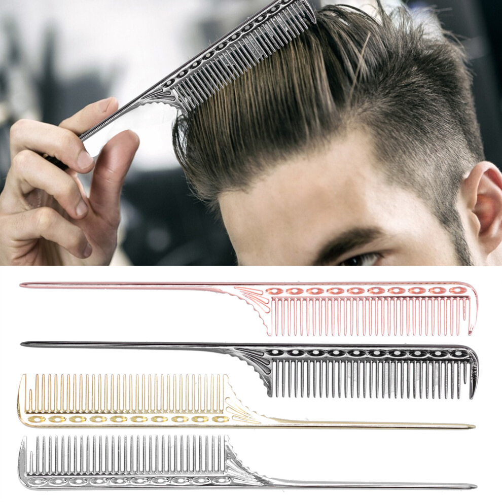 Unisex Professional Aluminum Finetooth Tail Comb For Salon Hair Styling