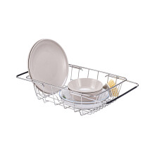 Scolapiatti in acciaio inox, adatto per piatti di dimensioni standard da posizionare sopra lo scolapiatti del lavello con organizer per utensili,