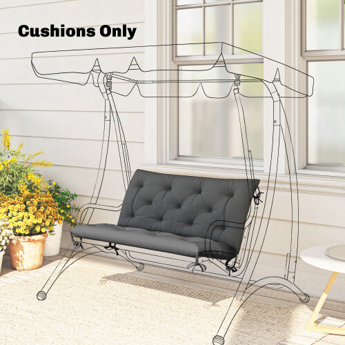 Outsunny 2 Seater Garden Bench Swing Chair Replacement Seat Pad Cushion Backrest