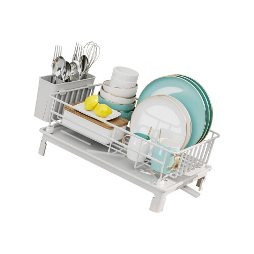 Practical Metal Kitchen Dish Planner Including Detachable-White