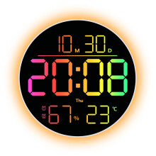 Horloge murale LED à changement de couleur, grand design moderne