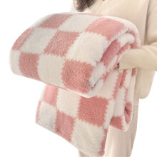 Thick Corals Fleece Grid Blanket Warm Throw for Home-L 3