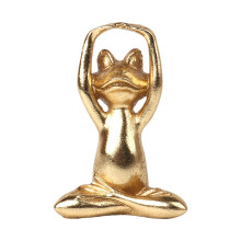 Golden Meditating Frogs Mini Sculpture Resins Home Decors-C