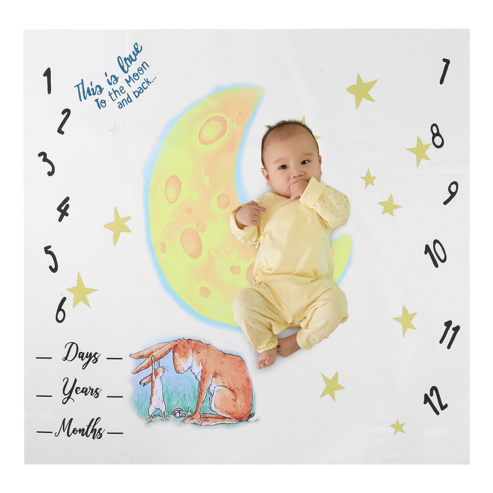 Monthly Baby Cloth With Cartoon Moon & Animal Design For Infant Photography 4971359926401