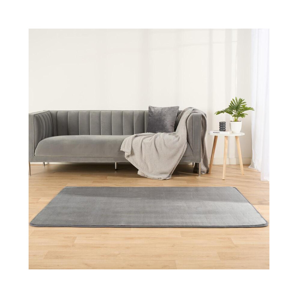 (Silver, 160Cm X 230Cm) Ohs Filled Microplush Rug Large Area Mat Carpet Living Room 5052987513795