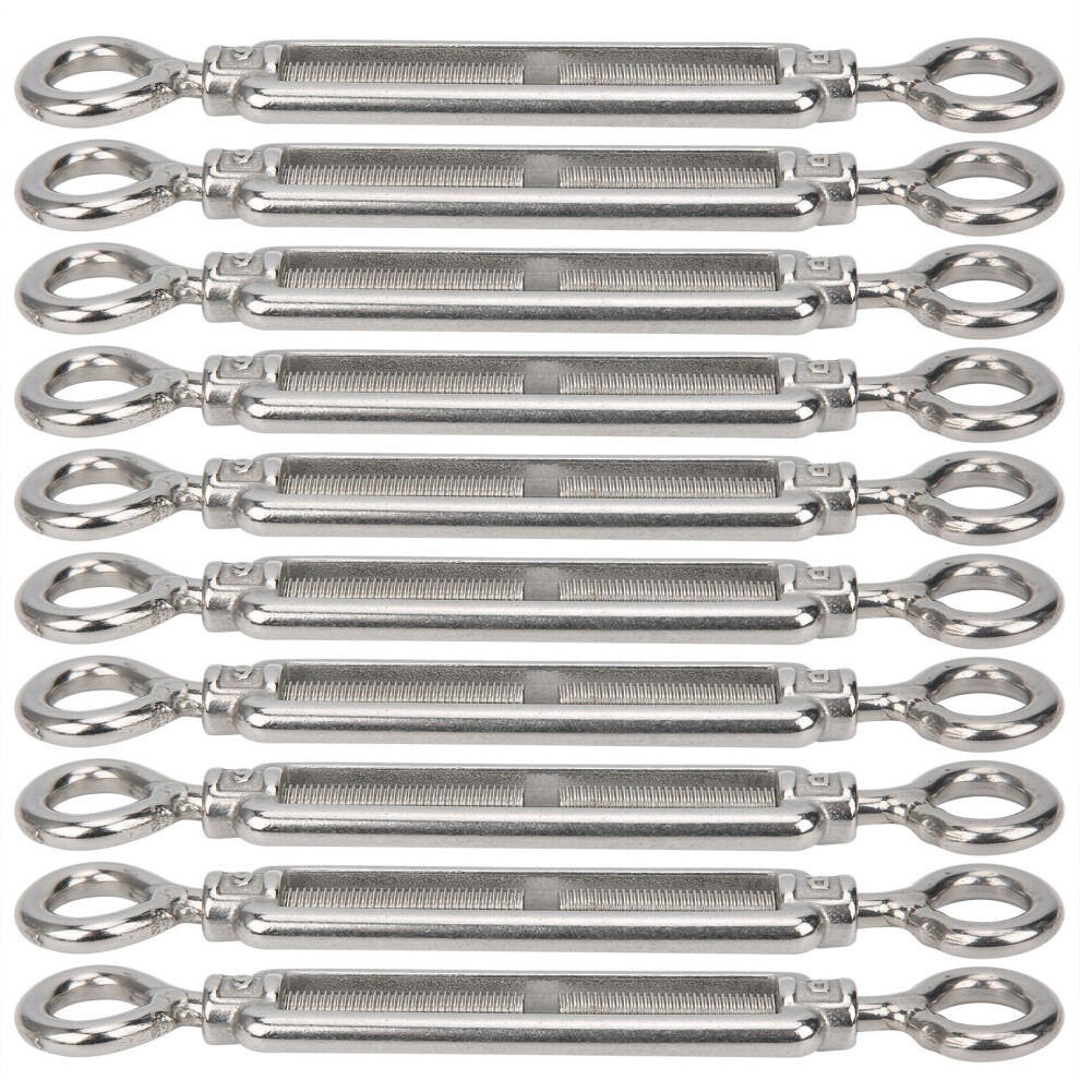 10Pcs Stainless Steel Eye & Eye Turnbuckle Wire Tensioners, M6, 150Mm 7641359927711