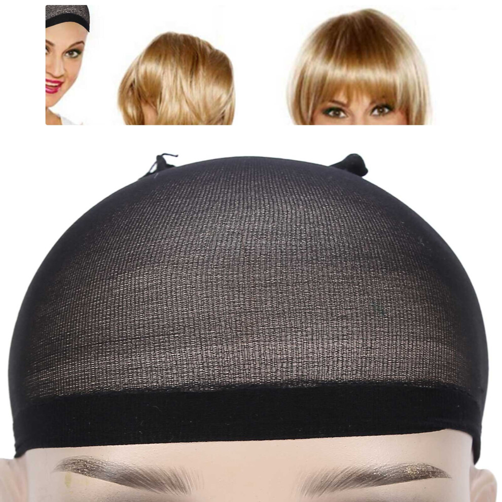 30pcs Black Nylon Stretchy Wig Caps, 20cm Portable Hair Net Set
