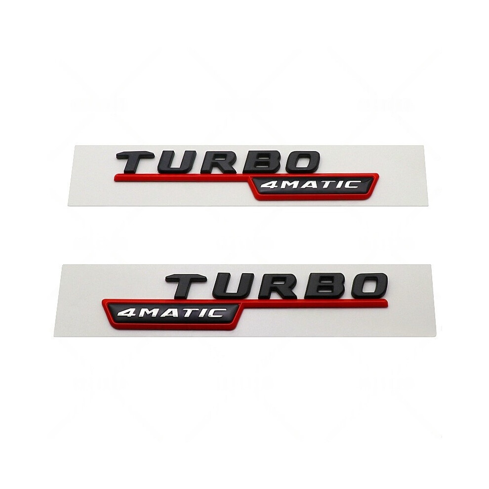 (Turbo 4Matic (Glossy Red)) Fit Mercedes 2017-2021 Turbo Amg 4Matic+ Fender Emblem Decal Black/Red 4069369237034