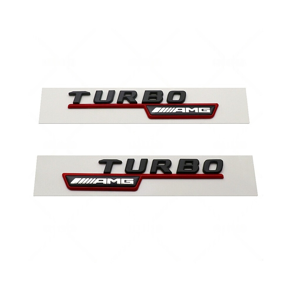 (Turbo Amg (Glossy Red)) Fit Mercedes 2017-2021 Turbo Amg 4Matic+ Fender Emblem Decal Black/Red 4069369237010