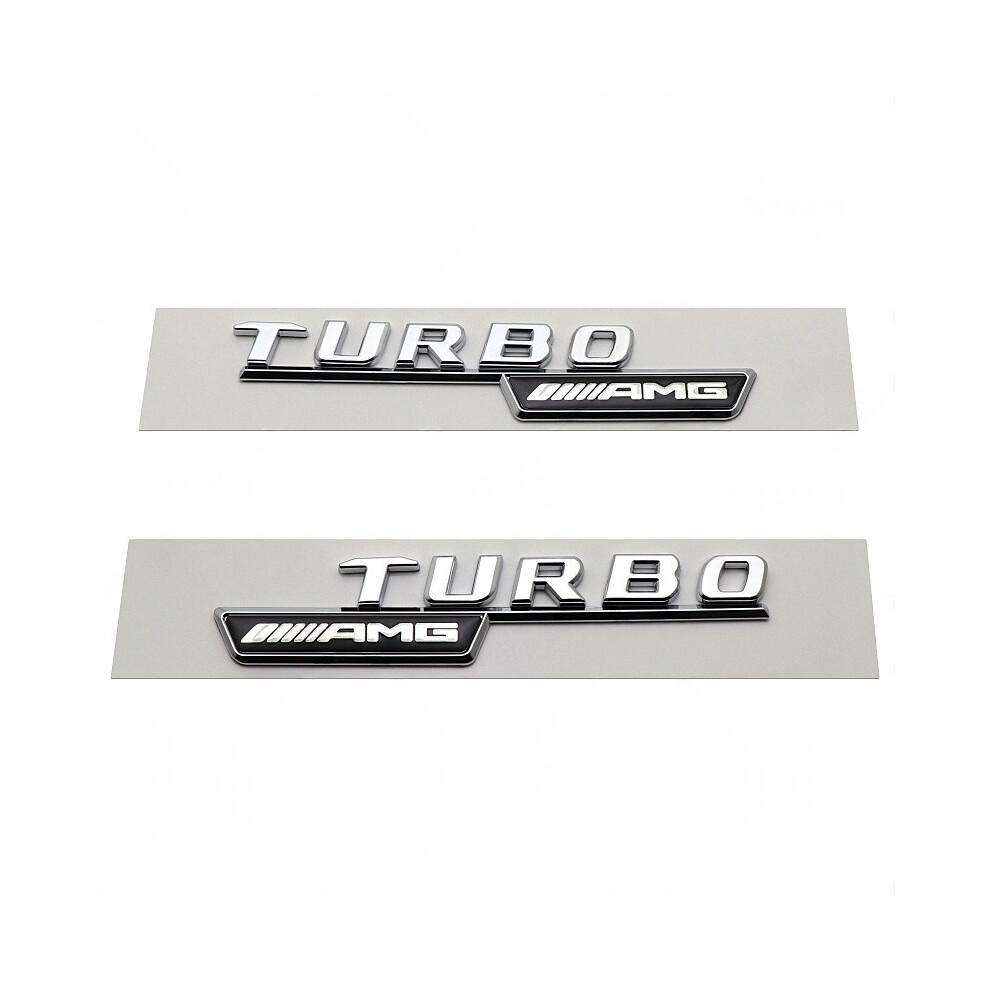 (Turbo Amg (Silver)) Fit Mercedes 2017-2021 Turbo Amg 4Matic+ Fender Emblem Decal Silver 4069369236921