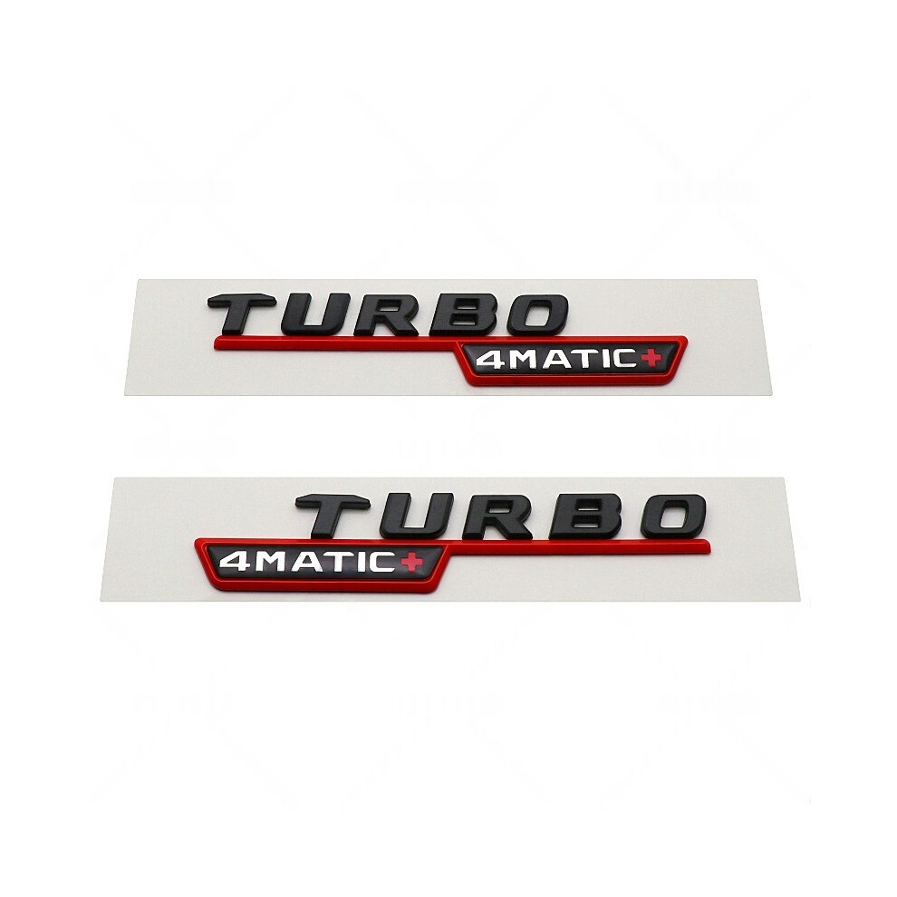 (Turbo 4Matic+ (Glossy Red)) Fit Mercedes 2017-2021 Turbo Amg 4Matic+ Fender Emblem Decal Black/Red 4069369237058