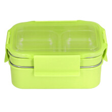 Innovative, wiederverwendbare Lunchbox aus lebensmittelechtem Edelstahl 304 mit doppelwandigem Design, auslaufsicherem, transparentem Deckel und