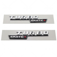 (TURBO 4MATIC+ (Silver)) TURBO AMG 4MATIC+ Decorative Fender Badge for Mercedes 2017-2021