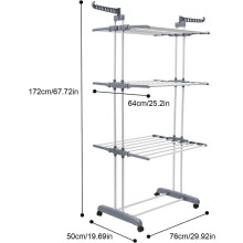 (Default) 4 Tier Clothes Drying Rack | Stainless Steel Foldable Laundry Rack | Large Adjustable Clothes Hanger for Indoor and Outdoor | Space-Saving P