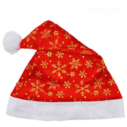 Weihnachtsmütze mit goldenem Schneeflockenmuster,-Gold