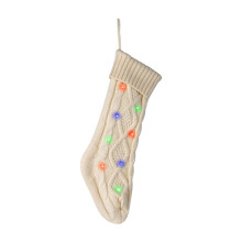 Weihnachtsstrümpfe mit LED-Licht, gestrickte Socken,-Weiß