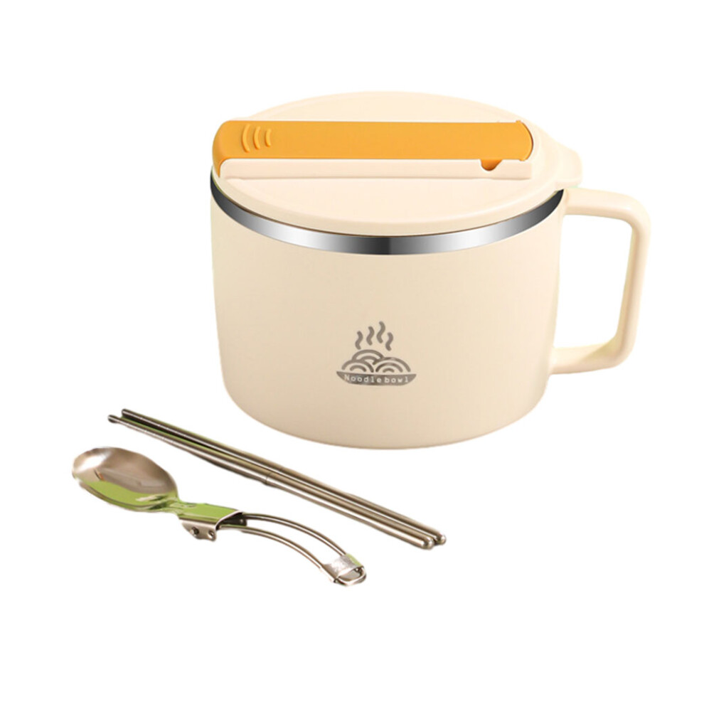 (White) Stylish And Convenient Sealed Ramen Bowl With Folding Spoon And-image-OPC-PMWNV5W-NEW