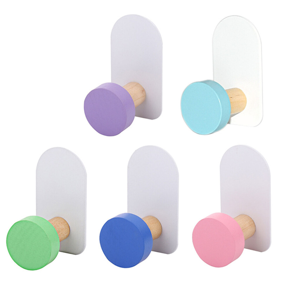 (Style 35pcs) 5pieces Self-Adhesive Hooks Premium Wood Wall Hooks For Colourful-image-OPC-PMWNVHY-NEW