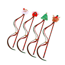 4pcs Christmas Themed Kitten Teaser Stick Funny Cats Tassels