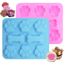 Forme de silicon Paw & Bone, instrumente de copt reutilizabile și versatile pentru fursecuri, bomboane și recompense pentru animale de companie,