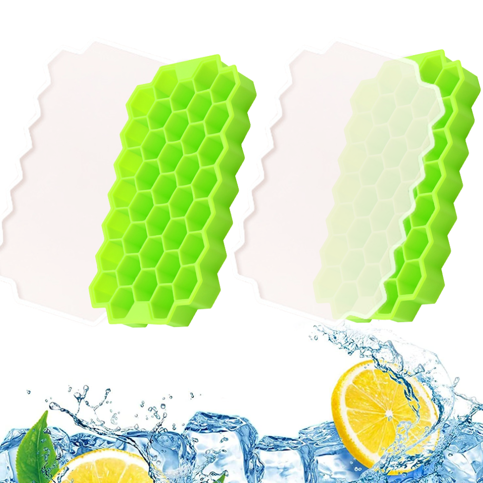 Silicone Ice Cube Trays, Honeycomb Shape with Lid Included for Secure Freezing, Easy Ice Removal, Stackable Compact Design for Optimal Freezer Organiz-image-OPC-PMWP2YV-NEW