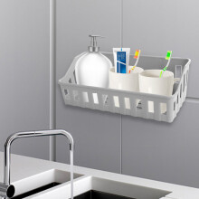 Bathroom Shower Shelf Grey Sucker Organizer Waterproof Compact Storage
