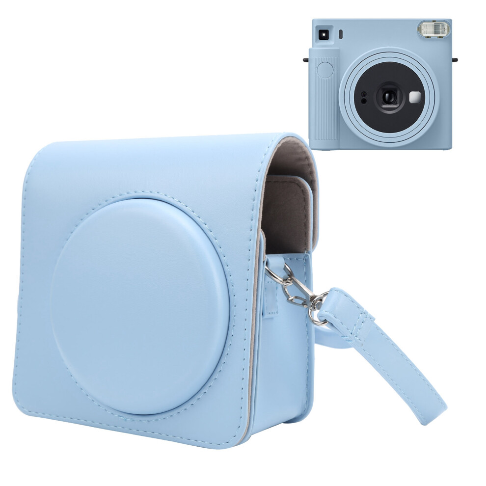 Pu Leather Camera Bag Fit For Instax Square Sq1 Compact Shoulder Style Blue 6901359948224