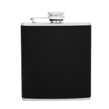 Edelstahl-Schwarz Leder Hipflasche-Set 6oz mit Bechern & Trichter