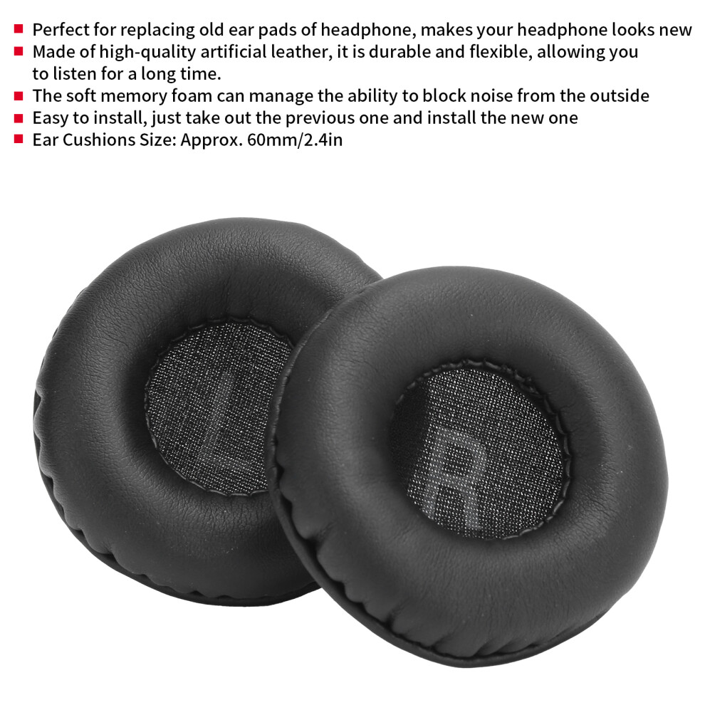 60Mm Foam & Leather Ear Cushions For Headphones, L/R Lettering 4641359950736