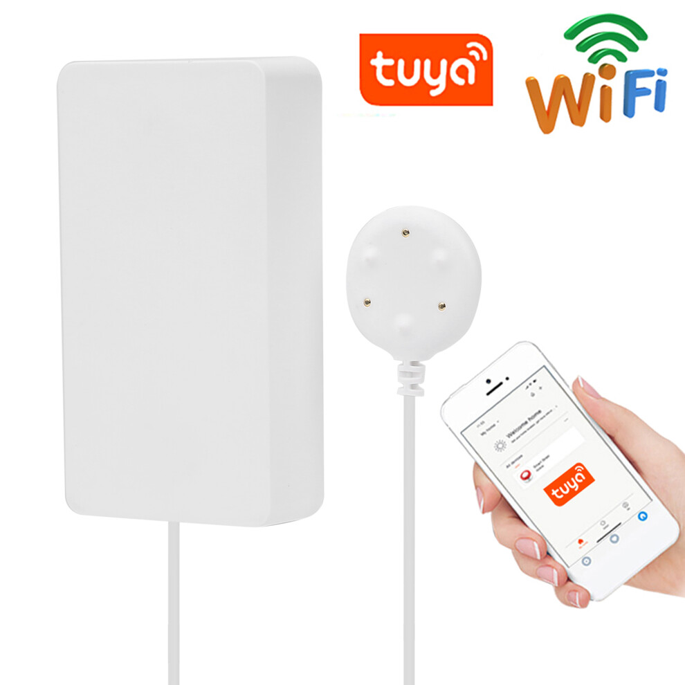 Wifi Water Leak Detector Flood Sensor Smart Overflow Alarm, White 7661359952452