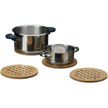 Elegantes Bambus-Untersetzer-Set, hitzebeständig, schützt Oberflächen, rutschfest, natürliche Holzfarbe, ideal für Küche und Esszimmer